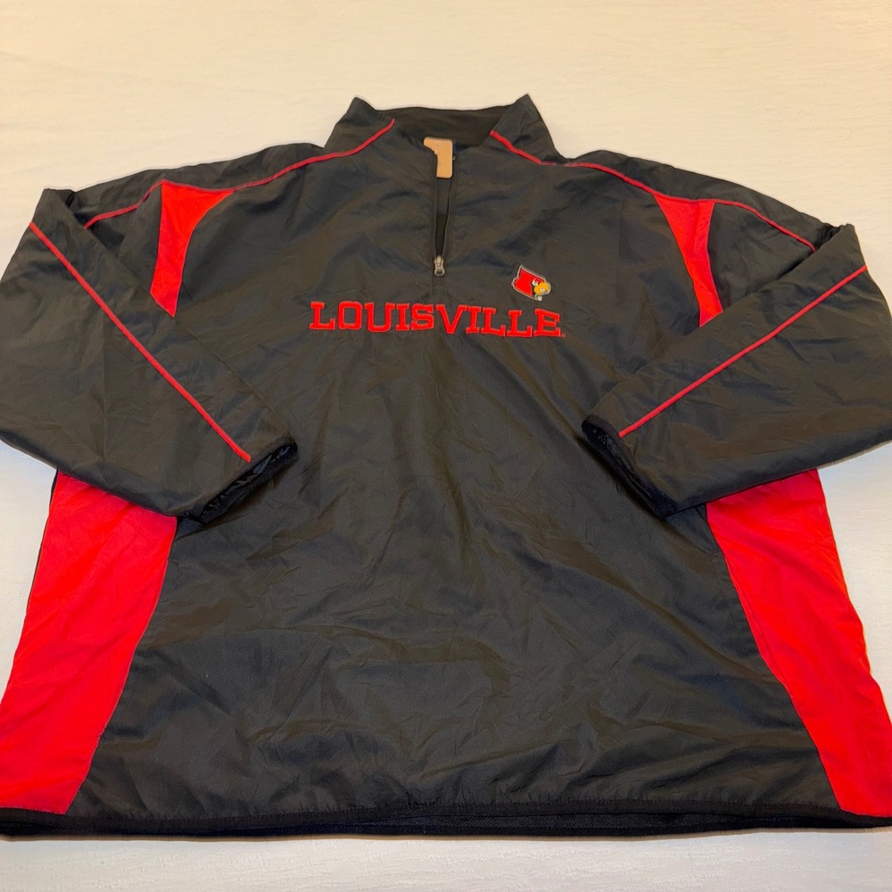 Pro Edge Louisville‎ Cardinals Pullover Jacket Mens Size 2XL 2XG Black Red